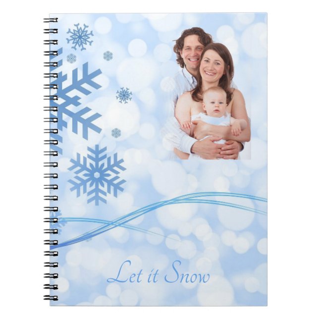 Cuaderno Dejar que nieve azul espiral foto portátil (Frente)