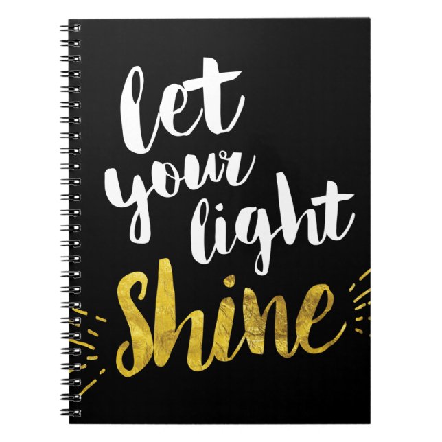Cuaderno Deje su brillo, negro y oro ligeros (Frente)