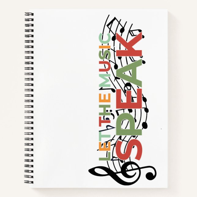 Cuaderno Dejemos que la música hable, notas musicales (Anverso)