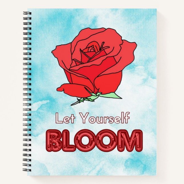 Cuaderno Déjente florecer el arte de las rosas rojas (Anverso)