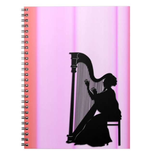 Cuaderno del arpista con cortina rosa (Frente)