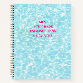 Cuaderno del aula de la escuela de la piscina azul