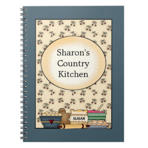 Cuaderno del azul de la cocina del país