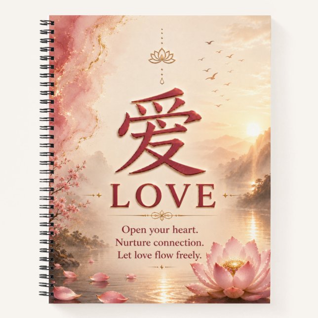 Cuaderno del carácter chino Amor (愛) (Anverso)