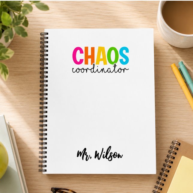 Cuaderno del Coordinador de Caos – Frase divertida (Chaos Coordinator Notebook – Funny Teacher Quote)