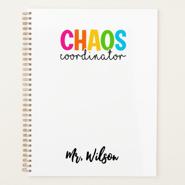 Cuaderno del Coordinador de Caos – Frase divertida (Anverso)