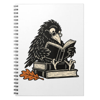 Cuaderno del Cuervo Acogedor Leyendo sobre Libros
