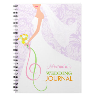 Cuaderno del diario de la boda del damasco de la