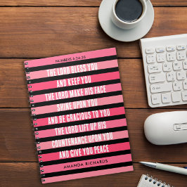 Cuaderno del diario de oraciones rayadas rosadas