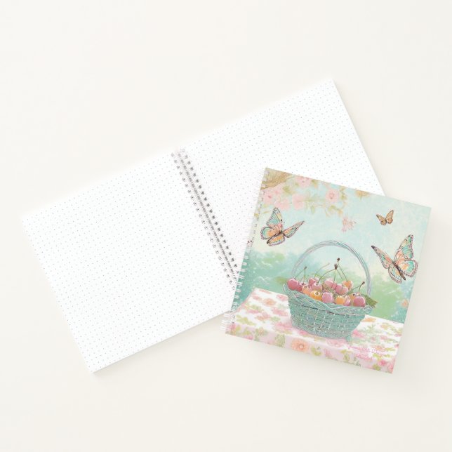 Cuaderno del diario de viñetas de cesta de cerezas (Interior)
