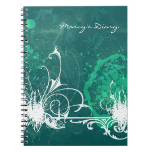 Cuaderno del diario del Grunge del verde azul