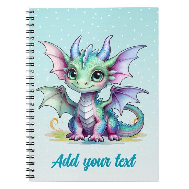 Cuaderno del Dragón Pastel – Azul Aqua (Frente)