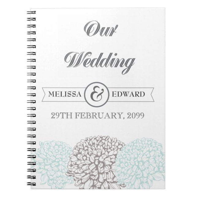 Cuaderno del espiral de la boda del Zinnia de la (Frente)