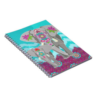 Cuaderno del festival del elefante - turquesa Ikat