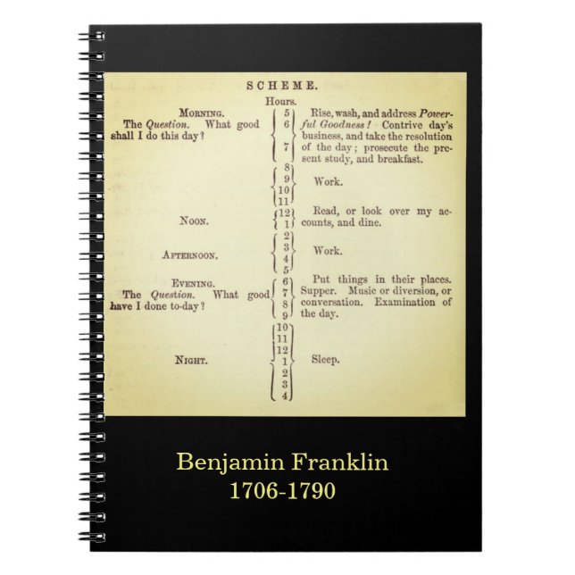 Cuaderno del horario de Benjamin Franklin (Frente)