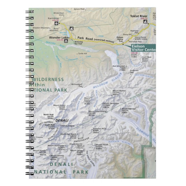 Cuaderno del mapa de Denali (Alaska) (Frente)
