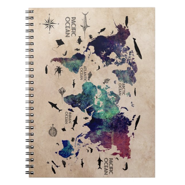 cuaderno del mapa del mundo (Frente)