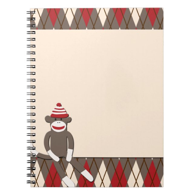 Cuaderno del mono del calcetín de Argyle (Frente)