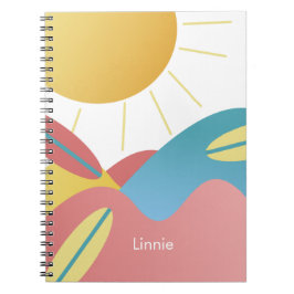 Cuaderno del nombre del sol de surfing genial