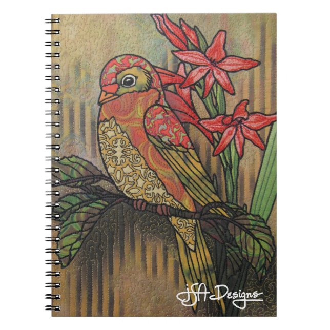 Cuaderno del pájaro del arte de la materia textil (Frente)