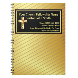 Cuaderno del pastor de la iglesia negro y dorado