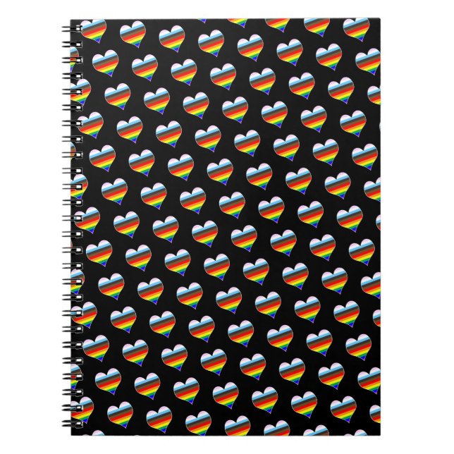 Cuaderno del patrón del corazón del arco iris (Frente)