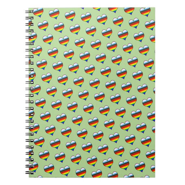 Cuaderno del patrón del corazón del arco iris (Frente)
