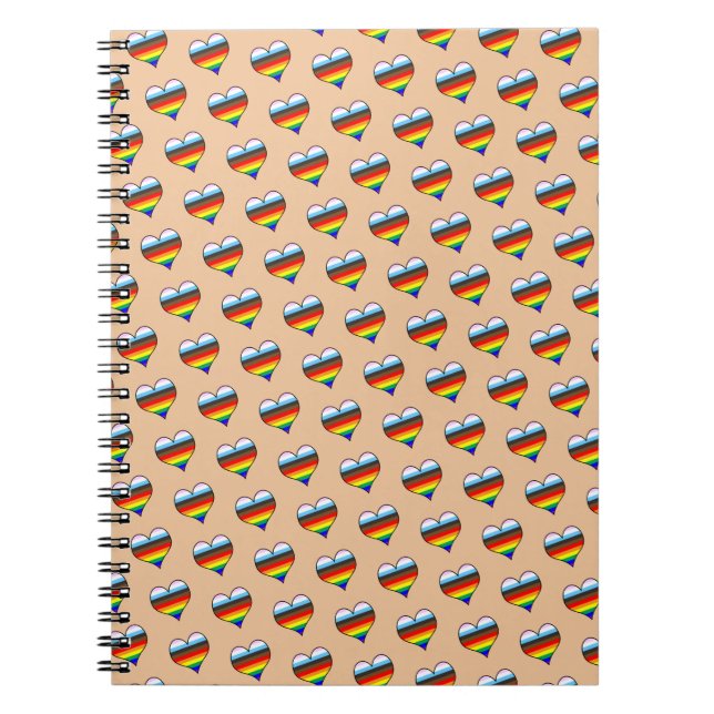 Cuaderno del patrón del corazón del arco iris (Frente)