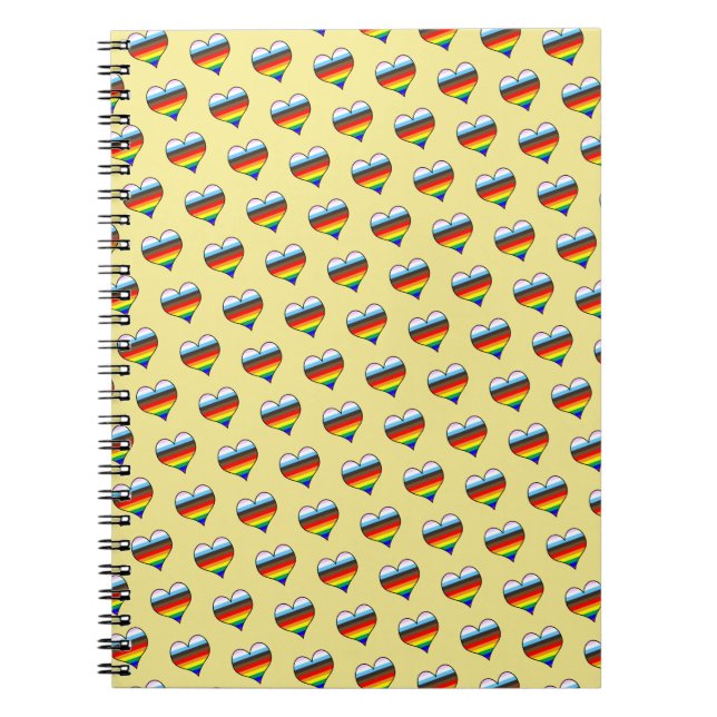 Cuaderno del patrón del corazón del arco iris (Frente)