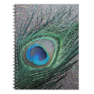 Cuaderno Del pavo real todavía de la pluma vida negra