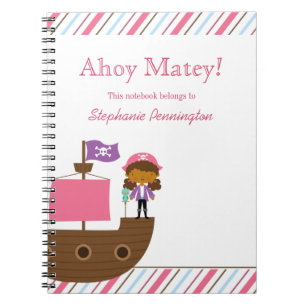 Cuaderno del pirata del chica rosado lindo persona