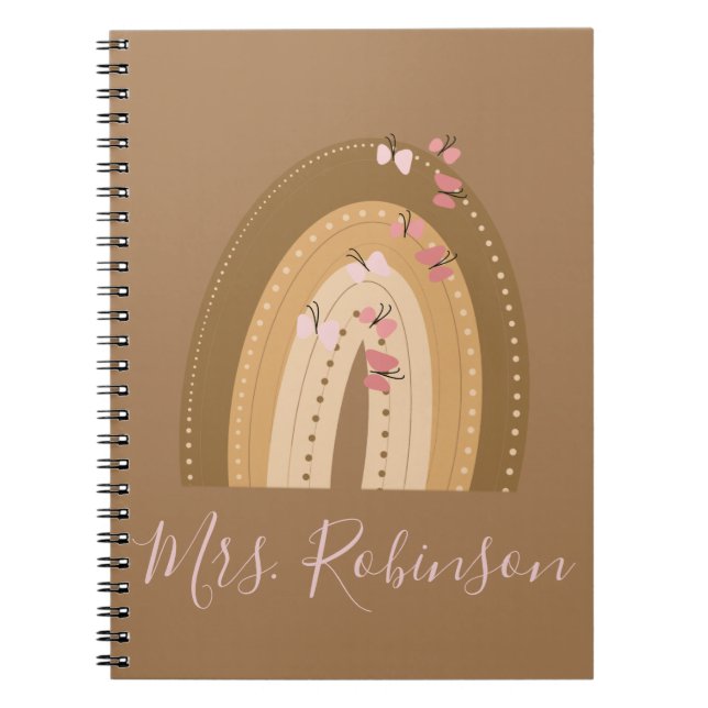 Cuaderno del profesor con mariposas arcoíris (Frente)