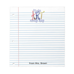 Cuaderno del profesor de arte de papel rayado