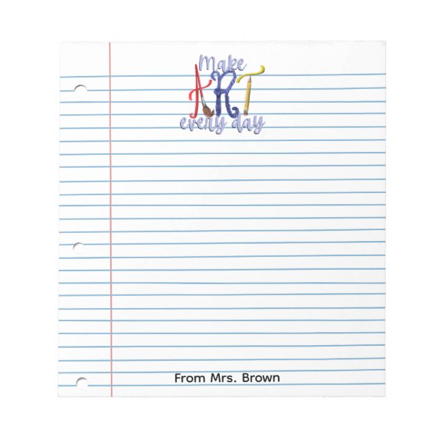 Cuaderno del profesor de arte de papel rayado (Frente)