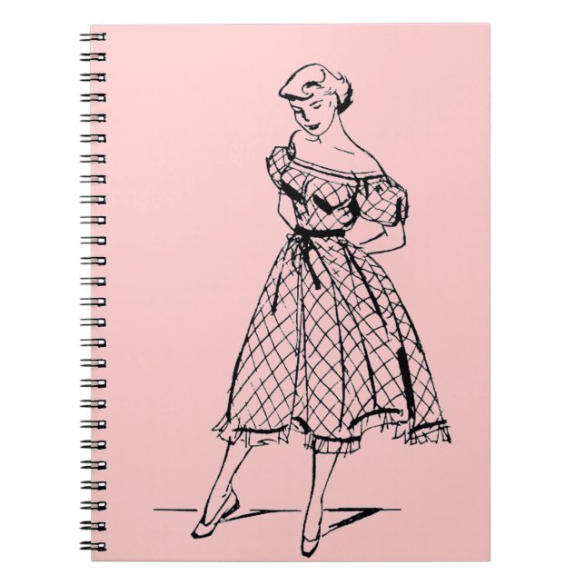 Cuaderno Del vestido retro del hombro (Frente)