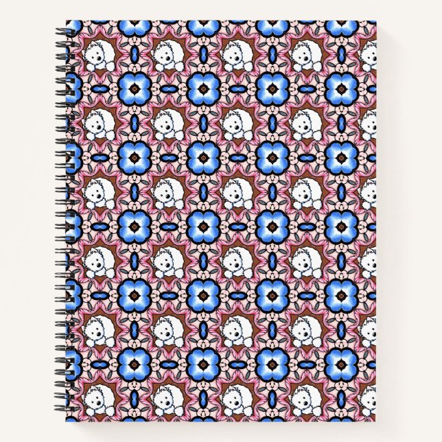 Cuaderno Delantal con estampado total de Westie floral azul (Anverso)