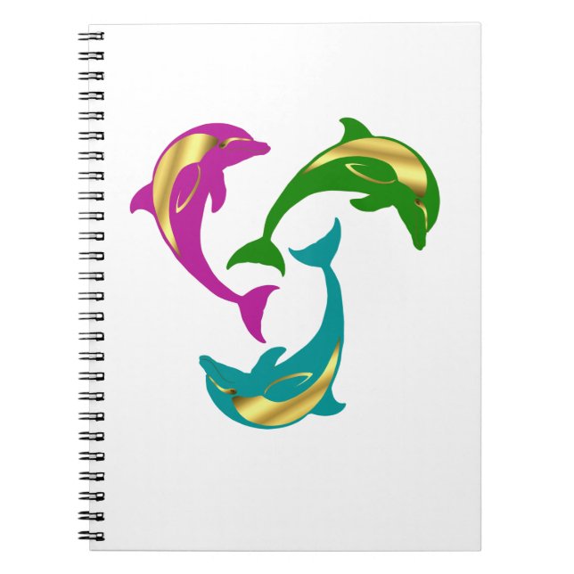 Cuaderno Delfín acuático/rosa/oro verde (Frente)