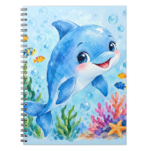Delfín Adorable de Acuarela Submarino