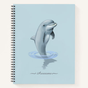 Cuaderno Delfín, ancla personalizada y texto en azul claro