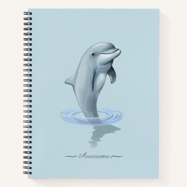 Cuaderno Delfín, ancla personalizada y texto en azul claro (Anverso)