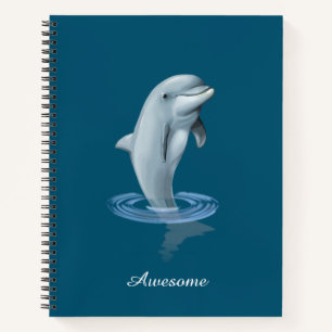 Cuaderno Delfín, ancla personalizada y texto en azul océano