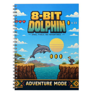 Cuaderno Delfín, arte de píxeles retro de 8 bits
