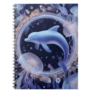 Cuaderno Delfín azul de ensueño y arte del anillo de medusa