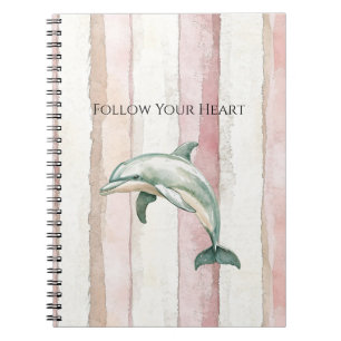 Cuaderno Delfín de rayas de crema blanca marfil rosa