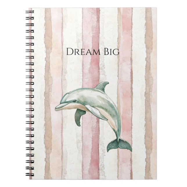 Cuaderno Delfín de rayas de crema de marfil rosa (Frente)