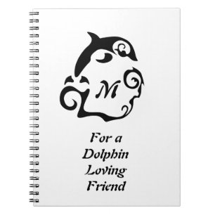Cuaderno Delfín de silueta en un monograma de la ola del ma