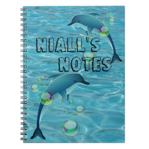 Cuaderno Delfín divertido y burbujas personalizadas