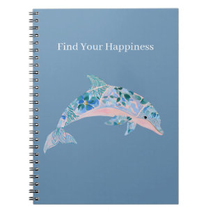 Cuaderno Delfín floral con rubor azul
