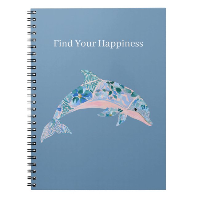 Cuaderno Delfín floral con rubor azul (Frente)