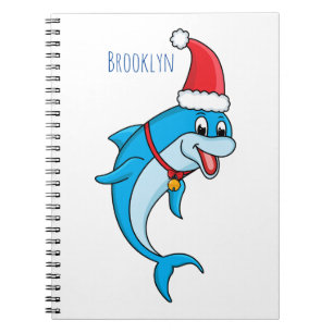 Cuaderno Delfín lindo con personalizado de Santa hat